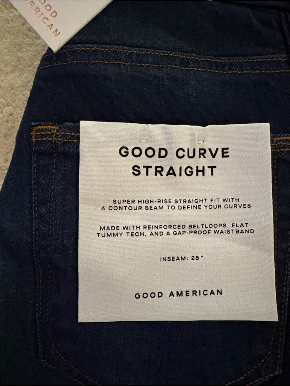 Good American Good Curve Straight Jeans in Dark Indigo